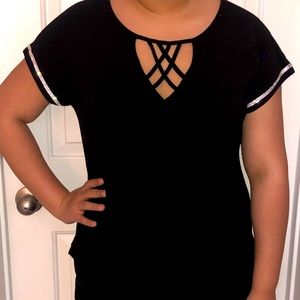 Black Blouse with rhinestone arm lining